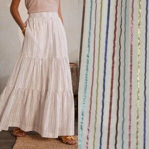 Boden Lorna tiered maxi skirt multicolor metallic stripes size 2